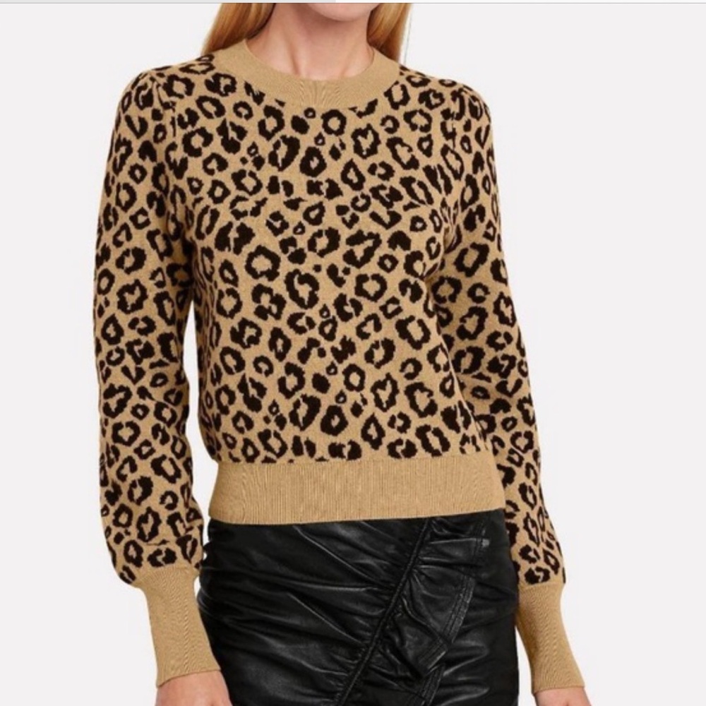 Veronica Beard Penny Leopard Sweater Size M Women Wool Blend Pullover Long Sleev